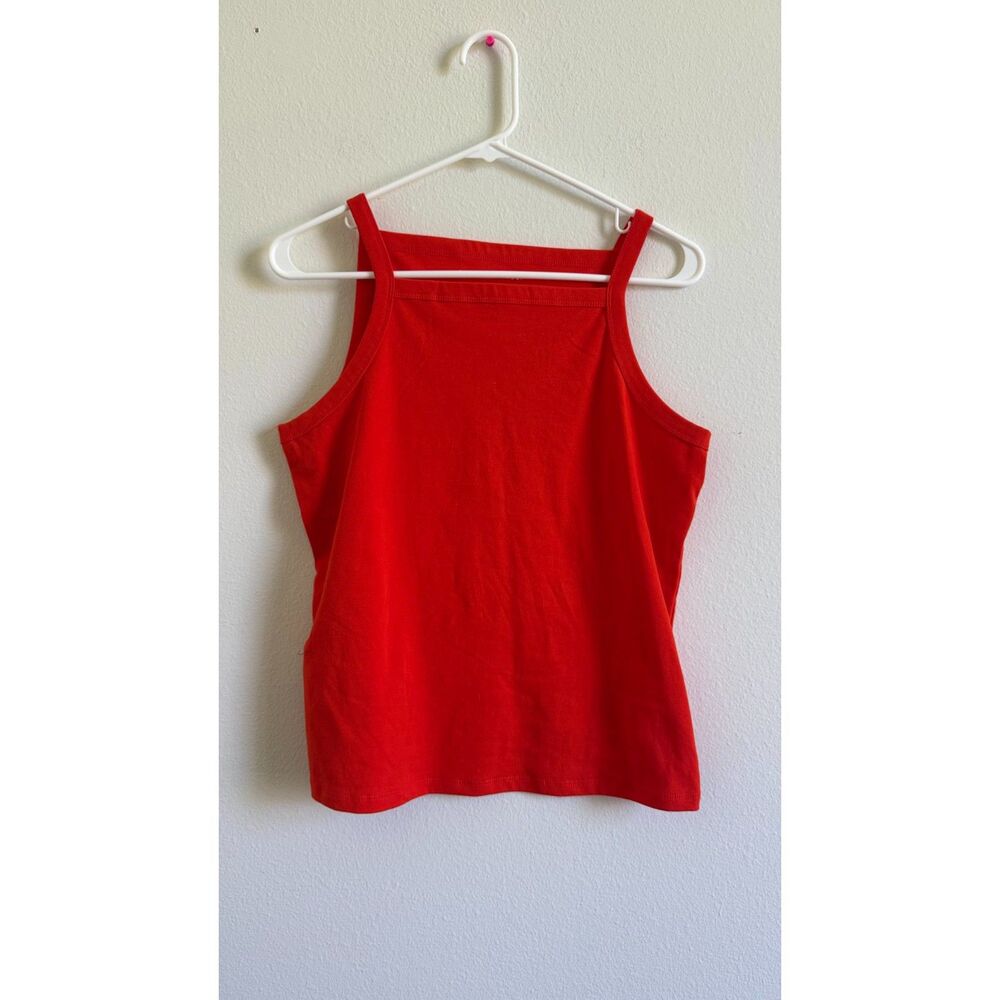 Free Assembly Womens Large Orange Square Neck Tank Top Sleeveless Minimalist